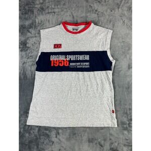 Diadora‎ Vintage Sleeveless Shirt Men's Large Gray Red 1956 Sportswear Tank
